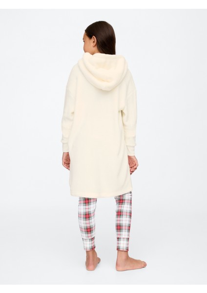 Kız Çocuk Kırık Beyaz Geri Dönüştürülmüş Sherpa Gap Logo Sabahlık fırsatları