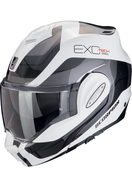 Exo-Tech Evo Pro Commuta Çene Açılabilir Motosiklet Kaskı Beyaz Gümüş