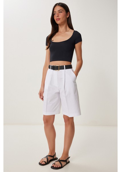 Cepli Bermuda Dokuma Şort LFK0015 Beyaz fiyatları