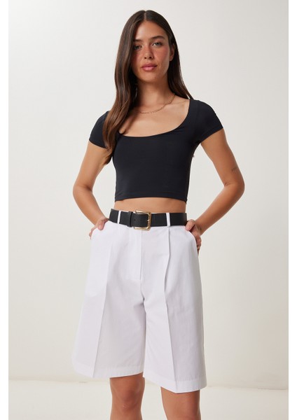 Cepli Bermuda Dokuma Şort LFK0015 Beyaz modelleri