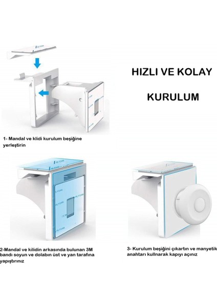 Bebek Çocuk Çekmece Dolap Güvenlik Kilidi Görünmez Gizli Dayanıklı Manyetik Emniyet Kilidi (12 Adet) fırsatları