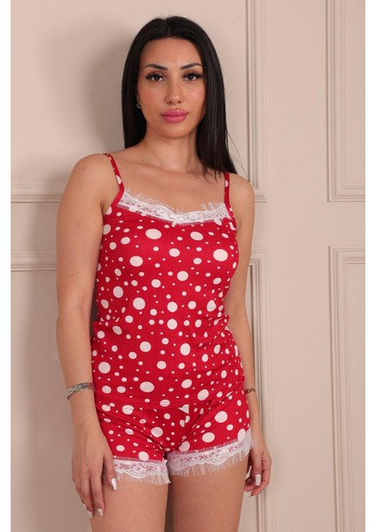 Kadın Puantiye Desenli Ip Askılı Şortlu Pegasus Pijama Takımı fiyatları