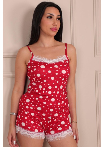 Kadın Puantiye Desenli Ip Askılı Şortlu Pegasus Pijama Takımı fırsatları