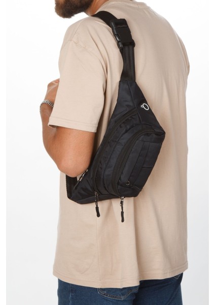 Siyah Unisex Suya Dayanıklı Çapraz Askılı Omuz Bel Çanta Günlük Yürüyüş Koşu Outdoor Çanta