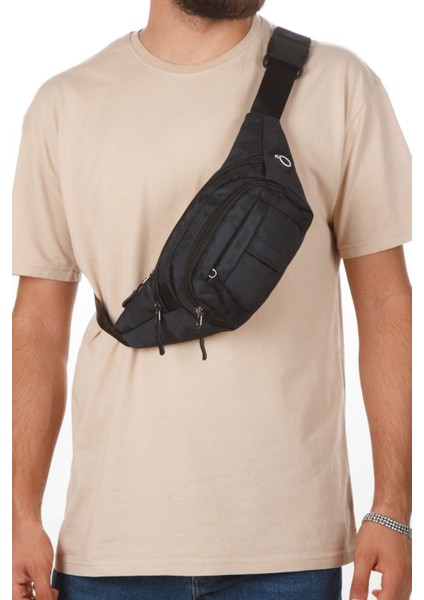 Siyah Unisex Suya Dayanıklı Çapraz Askılı Omuz Bel Çanta Günlük Yürüyüş Koşu Outdoor Çanta