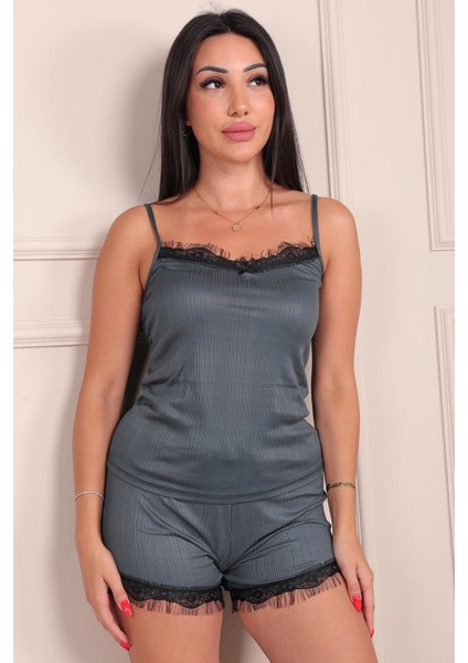 Kadın Şortlu Pegasus Pijama Takım Zümrüt