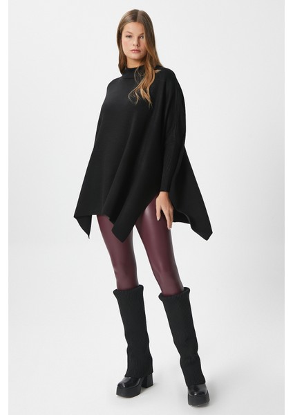 Kadın Zenta Oversize Yan Yırtmaçlı Siyah Triko Kazak modelleri