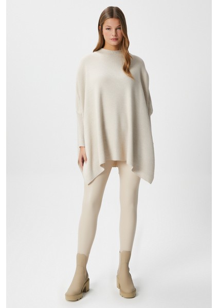 Kadın Zenta Oversize Yan Yırtmaçlı Bej Triko Kazak fiyatları