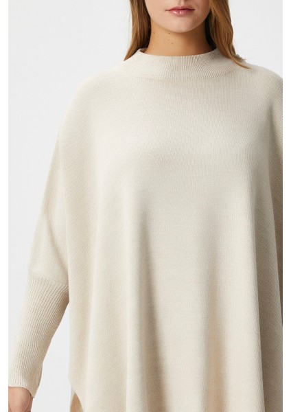 Kadın Zenta Oversize Yan Yırtmaçlı Bej Triko Kazak fırsatları