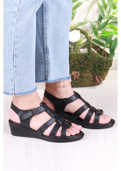 35859 Mavişim Rahat Esnek Çırt Bağlamalı Dolgu Topuklu Kadın Sandalet modelleri