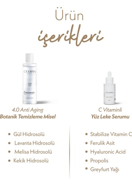 Canlandırıcı Cilt Bakım Ikilisi C Vitamini Hyaluronik Asit Propolis Gül Suyu Kekik Suyu Vitamin E Ferulik Asit fiyatları
