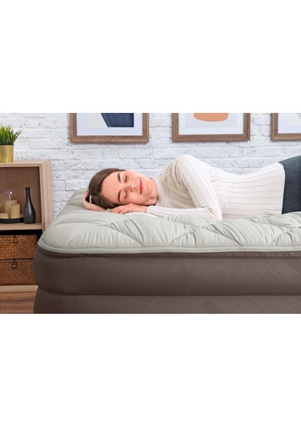 69145 Elektrikli Pompalı, Alezli Çift Kişilik Şişme Yatak 203X152X51 cm fırsatları