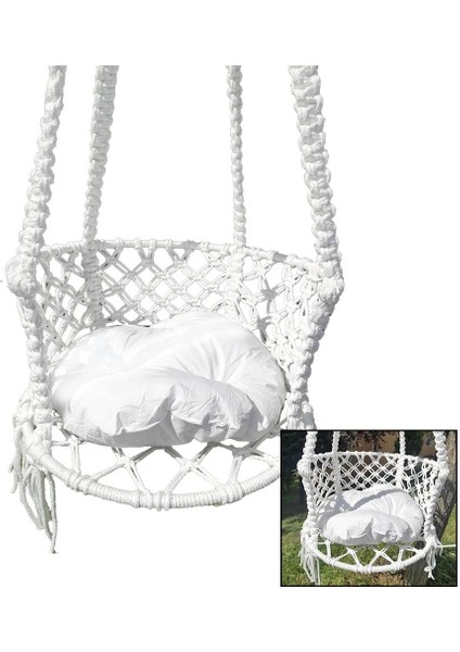 Ipek Hamak Davul Salıncak Minderli ÇAP:60CM 150KG.TAŞIMA Kapasitesi 1-Asma Halatı - 1-Çelik Dubel (5047)