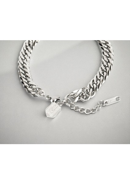 Çelik Bileklik Unisex Günlük Kullanım İçin Ayarlanabilir Gri Paslanmaz Çelik