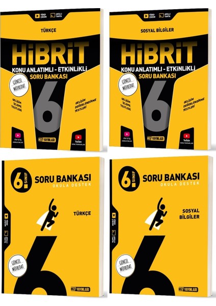 2026 6. Sınıf Türkçe + Sosyal Bilgiler Soru + Hibrit - Konu Seti 4 Kitap