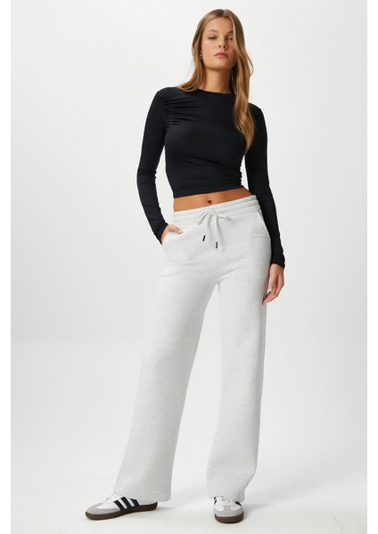 Kadın Leo Içi Polarlı Tok Doku Düz Kesim Kalın Karmelanj Eşofman Altı fırsatları