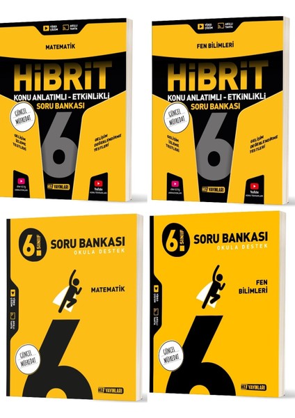 2026 6. Sınıf Matematik + Fen Bilimleri Soru + Hibrit - Konu Seti 4 Kitap
