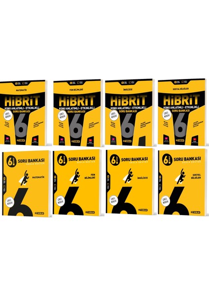 2026 6. Sınıf Matematik Ingilizce Fen Sosyal Soru + Hibrit - Konu Seti 8 Kitap