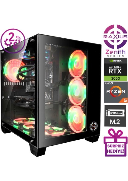 Zenith Z1 R5 3060-56G015 Ryzen5 5600G 64GB 1tbssd RTX3060 12 GB W11P Gaming Masaüstü Bilgisayar fiyatları