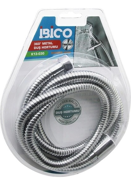 360 Derece - Metal Duş Hortumu 1.5mt Vakumlu Ambalaj Anti Twist=dolanmaz-Kıvrılmaz-Kopmaz (5047)