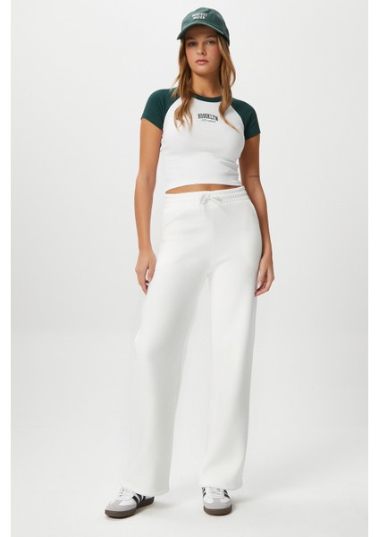 Kadın Leo Içi Polarlı Tok Doku Düz Kesim Kalın Beyaz Eşofman Altı fırsatları