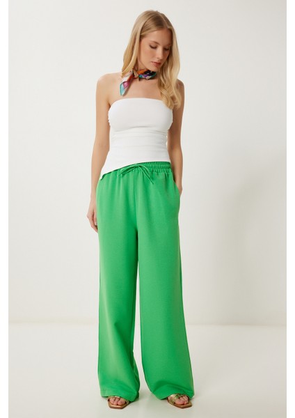 Geniş Paça Keten Pantolon LDP0071 Açık Yeşil fiyatları
