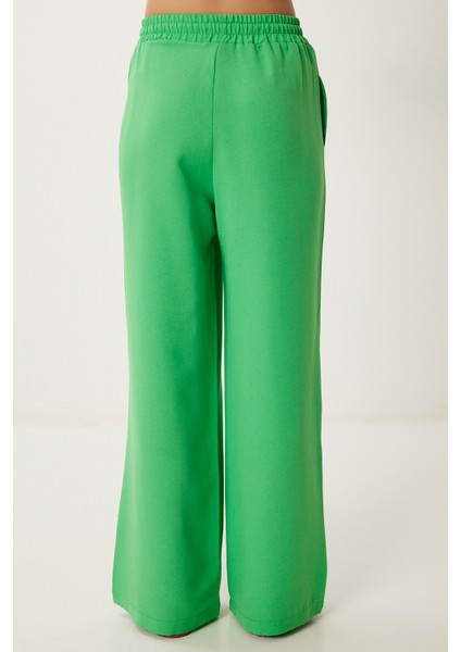 Geniş Paça Keten Pantolon LDP0071 Açık Yeşil indirimleri