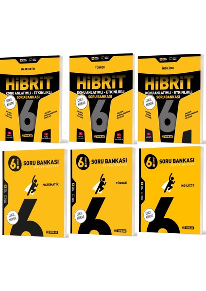 2026 6. Sınıf Matematik + Türkçe + Ingilizce Soru + Hibrit - Konu Seti 6 Kitap