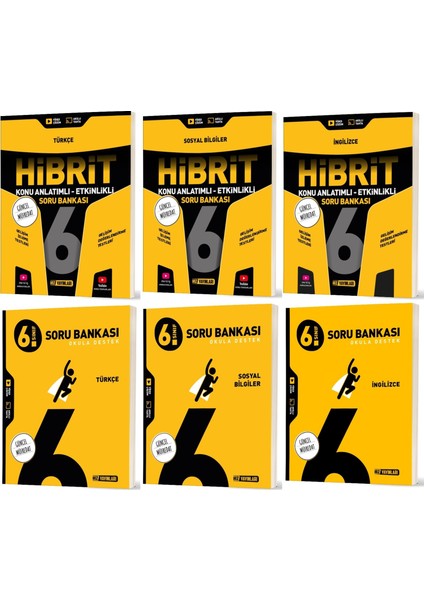 2026 6. Sınıf Türkçe + Sosyal + Ingilizce Soru + Hibrit - Konu Seti 6 Kitap