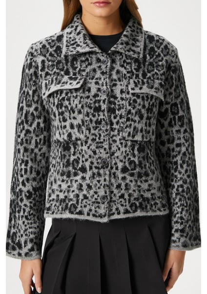 Kadın Laura Yumuşak Doku Gri Polo Yaka Cepli Triko Ceket Hırka fiyatları