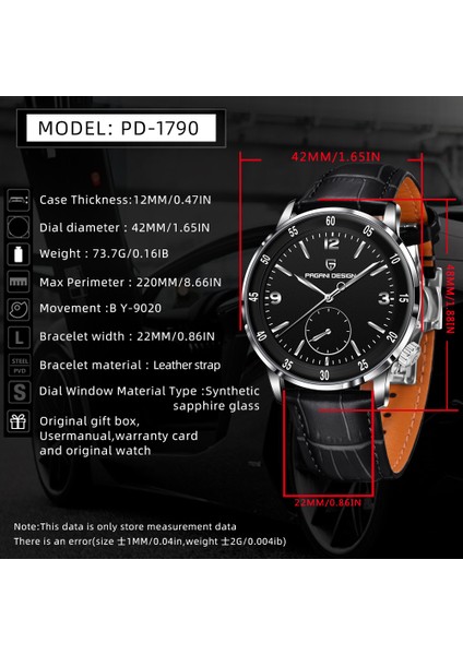 PD-1790 Erkek Saati 42MM 100 M Su Geçirmez Mekanik Paslanmaz Çelik Çerçeve Safir Cam Deri Kayış Saat fiyatları