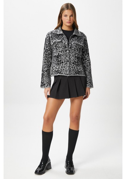 Kadın Laura Yumuşak Doku Gri Polo Yaka Cepli Triko Ceket Hırka modelleri