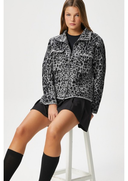 Kadın Laura Yumuşak Doku Gri Polo Yaka Cepli Triko Ceket Hırka fırsatları