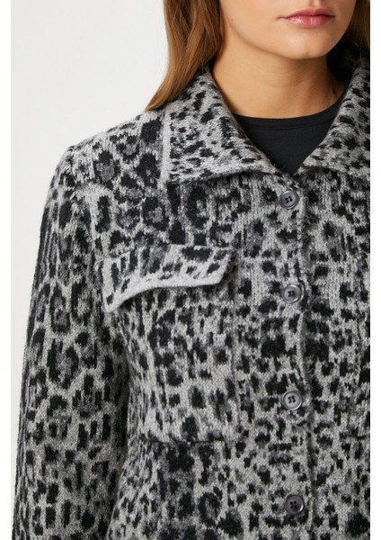 Kadın Laura Yumuşak Doku Gri Polo Yaka Cepli Triko Ceket Hırka indirimleri