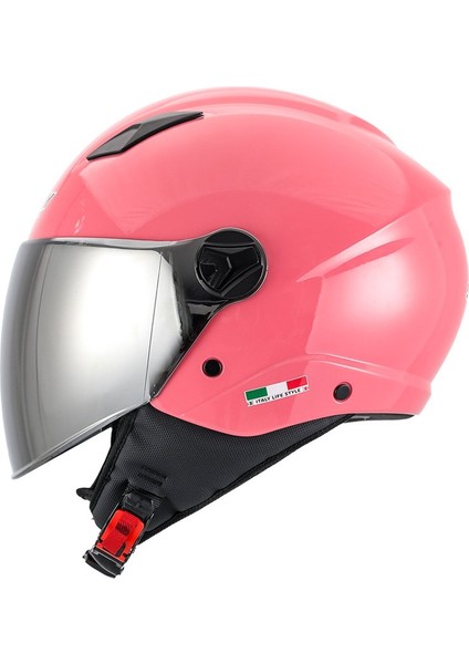 Sw 765 Güneş Vizörlü Yarım Motosiklet Kaskı Pembe