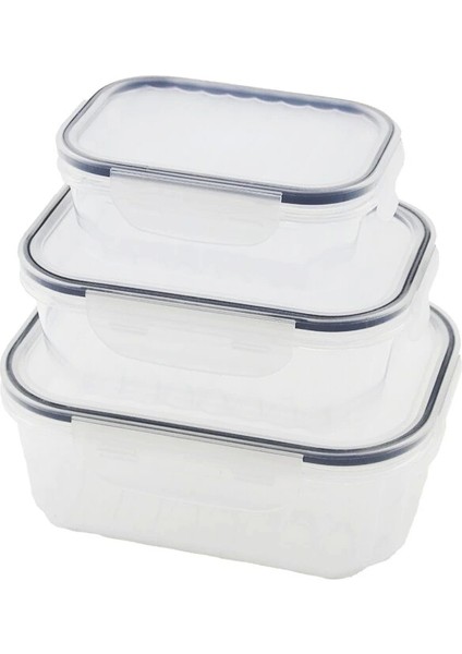 3pcs Quick Sızdırmaz Saklama Kabı Seti Şeffaf Kap - Buğulu-Contalı Kapak 500-1000-1700ML (5047)