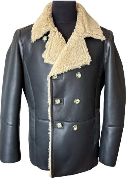 - Haki Hakiki Koyun Kürkü Erkek Kaban - Cortıno