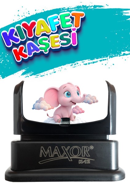 Kıyafet Kaşesi Pembe Fil Temalı Öğrenci Kaşesi / Kıyafet Etiketi / Kumaş Kıyafet Kaşesi