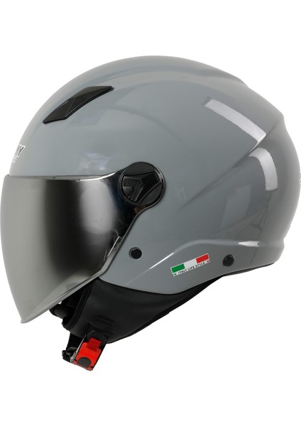 Sw 765 Güneş Vizörlü Yarım Motosiklet Kaskı Nardo Gri