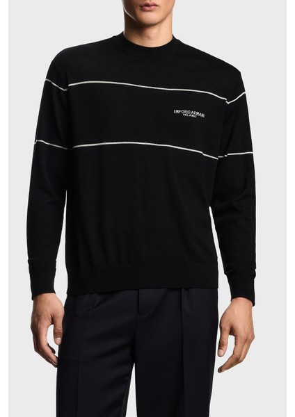 Yünlü Şerit Detaylı Regular Fit Bisiklet Yaka Kazak Erkek Kazak EM002796 AF14199 MC156