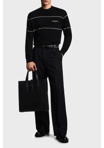 Yünlü Şerit Detaylı Regular Fit Bisiklet Yaka Kazak Erkek Kazak EM002796 AF14199 MC156 fiyatları