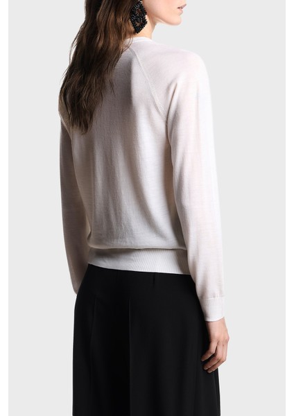 Taşlı Logolu Yünlü Regular Fit Bisiklet Yaka Kazak Bayan Kazak EW001263 AF19176 F0015 modelleri