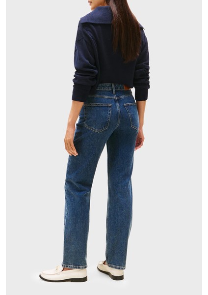 Pamuklu Straight Fit Normal Bel Düz Paça Jeans Bayan Kot Pantolon WW0WW45672 1bk modelleri