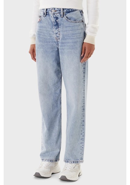 Pamuklu Slim Straight Yüksek Bel Düz Paça Jeans Bayan Kot Pantolon DW0DW20498 1A5 fiyatları