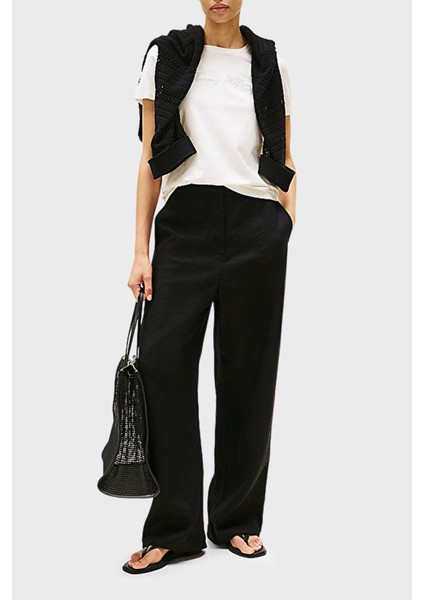 % 100 Pamuk Regular Fit Bisiklet Yaka Logolu T Shirt Bayan T Shirt WW0WW47210 Ya8 fiyatları