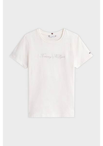 % 100 Pamuk Regular Fit Bisiklet Yaka Logolu T Shirt Bayan T Shirt WW0WW47210 Ya8 indirimleri