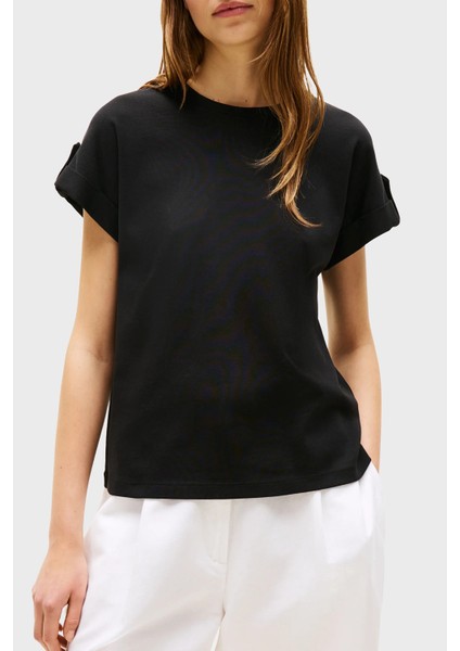 % 100 Pamuk Regular Fit Bisiklet Yaka T Shirt Bayan T Shirt WW0WW45628 Bds