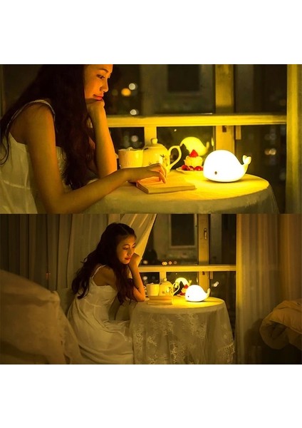 Sevimli Balina Gece Lambası Dokunmatik Sensörlü Renkli Çocuklar Için USB Şarjlı Ithal Ürün modelleri