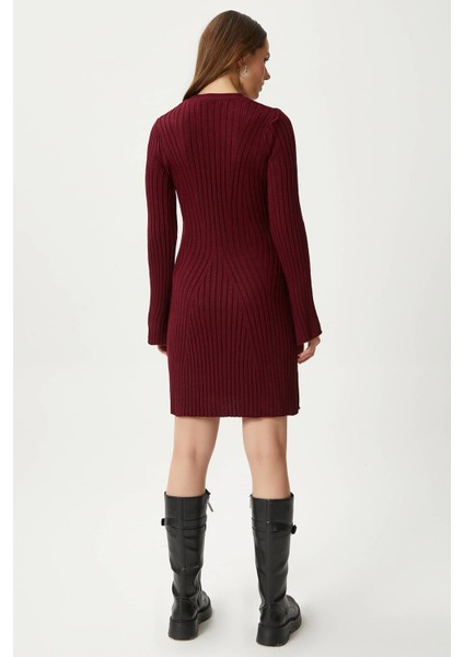 Kadın Laila Bordo Örgü Elbise