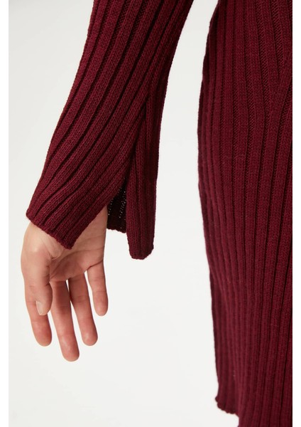 Kadın Laila Bordo Örgü Elbise